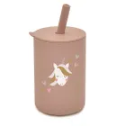 Bocioland, kubek silikonowy ze słomką, jednorożec, 150 ml