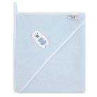 Bocioland, Miś polarny, bawełniane okrycie kąpielowe, ręcznik z kapturkiem, niebieskie, 80-80 cm