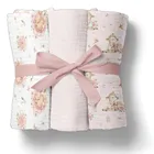 Bocioland, pieluszki muślinowe, marszczone, różowe, 70-70 cm, 3 szt.