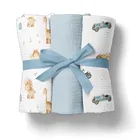 Bocioland, pieluszki muślinowe, niebieskie, 70-70 cm, 3 szt.