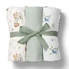 Bocioland, pieluszki muślinowe, zielony, 70-70 cm, 3 szt.