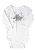 Body chłopięce z długim rękawem, białe, dinozaur, Up Baby