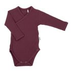 Body dziewczęce z długim rękawem, prążkowane, bordowe, Nicol