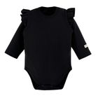 Body dziewczęce z długim rękawem, prążkowane, czarne, Eevi