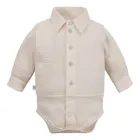 Body koszulowe chłopięce z długim rękawem, beżowe, Eevi