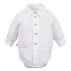 Body koszulowe chłopięce z długim rękawem, białe, Eevi