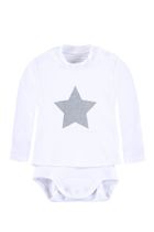 Body niemowlęce z długim rękawem, bawełna organiczna, białe, Bellybutton