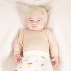 Body niemowlęce z długim rękawem, prążkowane, beżowe, Nicol