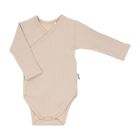 Body niemowlęce z długim rękawem, prążkowane, beżowe, Nicol