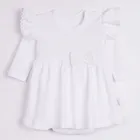 Body sukienka dziewczęce z długim rękawem, białe, Nicol