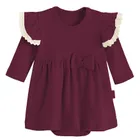 Body sukienka dziewczęce z długim rękawem, bordowe, Nicol