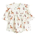 Body sukienka dziewczęce z długim rękawem, ecru, Nicol