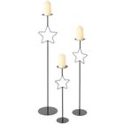 Boltze Home, Guila, metalowe świeczniki z gwiazdką, wys. 54,5-99,5 cm, 3 szt.