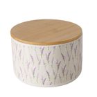 Boltze, pojemnik ceramiczny lavander z bambusową pokrywą, średnica 16 cm