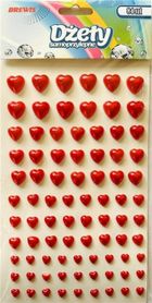 Brewis, dżety samoprzylepne, czerwone serca, 84 szt.