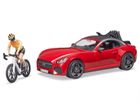 Bruder, auto Roadster czerwone z figurką i rowerem górskim