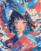 Brushme, malowanie po numerach, dziewczyna, która stała się smokiem, 40-50 cm