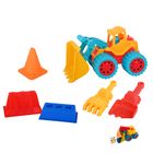 Budowa, zestaw do piasku, foremki i koparka, 6 elementów