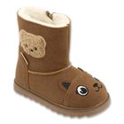 Buty zimowe dziewczęce ze skórą naturalną, ocieplane, brązowe, Befado