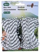 Camp Active, linka turystyczna, naciąg do namiotów, 10m, czarno biała, 2 szt.