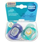 Canpol babies, NightGlow, smoczek uspokajający silikonowy, symetryczny, niebieski, 18m+, 2 szt.