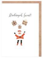 Cardie, kartka, Boże Narodzenie, mikołaj z prezentami