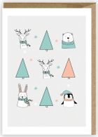 Cardie, kartka, Boże Narodzenie, zimowe zwierzaki