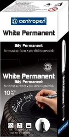 Centropen, White Permanent, cienki marker, biały, 10 szt.