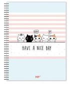 Cervantes, notatnik kołowy A4+, 120 kartek, kratka, kotki, 1 szt.