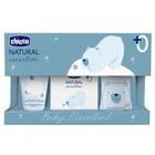 Chicco, Natural Sensation, Baby Essential, zestaw: płyn do ciała i włosów, 200 ml + balsam do ciała, 150 ml + woda perfumowana, 100 ml