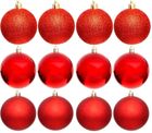 Christmas Decoration, bombka dekoracyjna, plastikowa, czerwony, 60 mm, 12 szt.