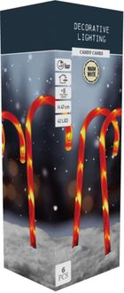 Christmas Decoration, lampki zewnętrzne laski świąteczne, Candy, 6 szt.