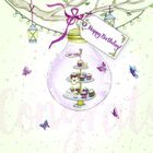 Clear Creations, Swarovski, karnet, kwadrat, Urodziny, tort