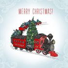 Clear Creations, Swarovski, karnet, Wesołych Świąt! Pociąg z choinką