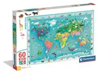 Clementoni, Super Color, Wildlife Map, puzzle maxi, 60 elementów