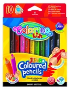 Colorino, kredki ołówkowe Jumbo, trójkątne, 8,9 cm, 10 kolorów + temperówka