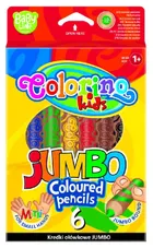 Colorino, kredki ołówkowe Mega Jumbo, 6 kolorów, naturalne drewno + temperówka