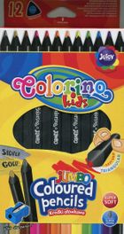 Colorino, kredki ołówkowe trójkątne Jumbo, 12 kolorów + temperówka