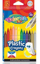 Colorino, kredki świecowe, plastikowe, wymazywalne, 12 kolorów z gumką