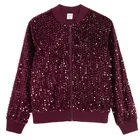 Cool Club, Bluza bomberka dziewczęca, rozpinana, welurowa, bordowa