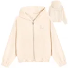 Cool Club, Bluza dziewczęca z kapturem, rozpinana, welurowa, beżowa