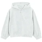 Cool Club, Bluza dziewczęca z kapturem, rozpinana, welurowa, szara