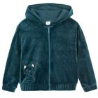 Cool Club, Bluza dziewczęca z kapturem, rozpinana, welurowa, turkusowa