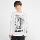 Cool Club, Bluzka chłopięca z długim rękawem, biała, Minecraft