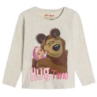 Cool Club, Bluzka dziewczęca z długim rękawem, beżowa melanż, Masza i Niedźwiedź