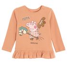 Cool Club, Bluzka dziewczęca z długim rękawem, brązowa, Świnka Peppa