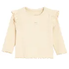Cool Club, Bluzka dziewczęca z długim rękawem, prążkowana, beżowa