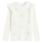 Cool Club, Bluzka dziewczęca z długim rękawem, prążkowana, biała