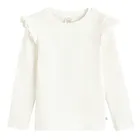 Cool Club, Bluzka dziewczęca z długim rękawem, prążkowana, biała