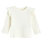 Cool Club, Bluzka dziewczęca z długim rękawem, prążkowana, biała